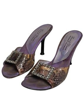 BEVERLY FELDMAN 90s Y2K Spain genuine snake skin leather spiked sandal heels